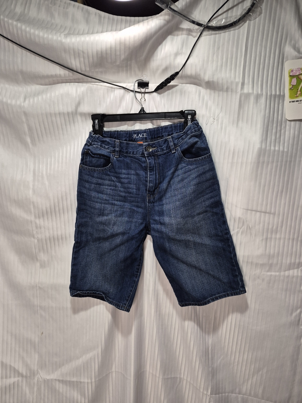 PLACE Boy's Dark Blue Denim Shorts Size 16 Adjustable Waist